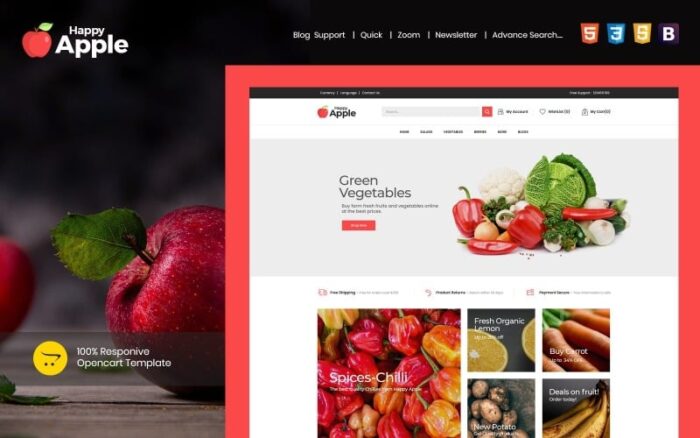 Happy Apple - Responsive OpenCart Template