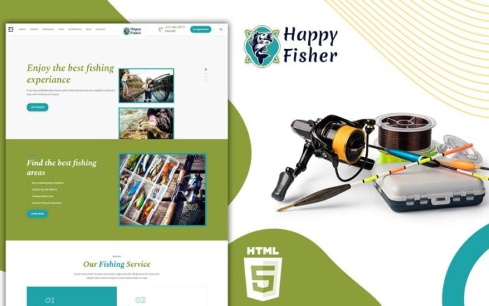 Happyfisher Fishing Water Sport Landing Page Template