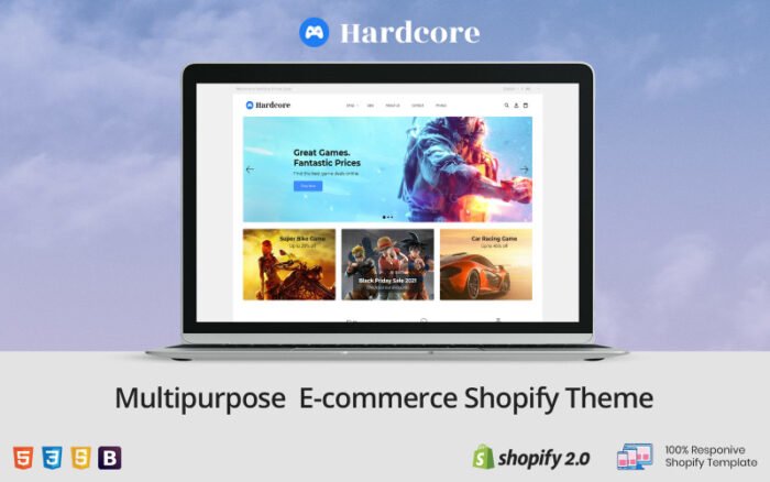 Hardcore Game - Adventure Deal VideoGame Shopify Theme