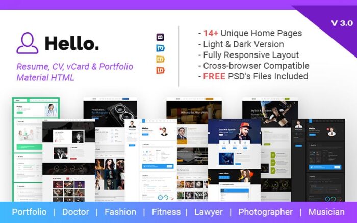 Hello Resume - CV, vCard and Portfolio HTML Website Template