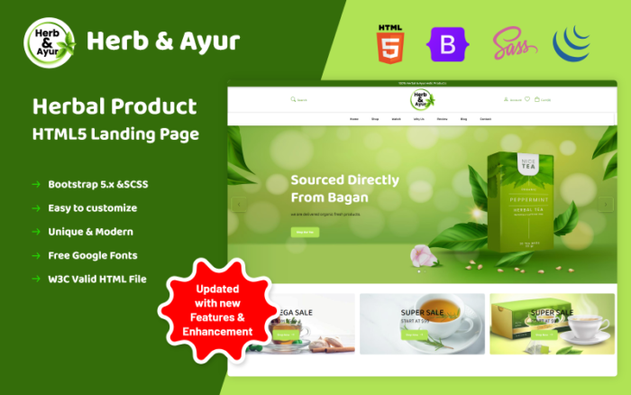 Herb&Ayur - Herbal Product HTML5 Landing Page Landing Page Template