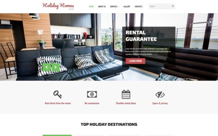 Holiday Homes for Rent Website Template