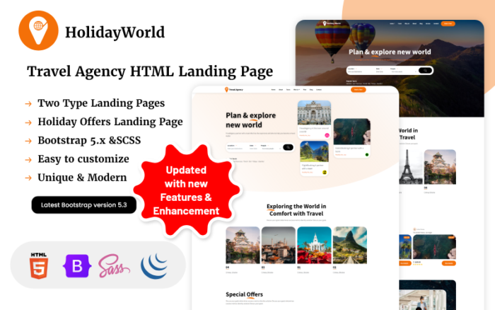 HolidayWorld - Travel Agency HTML Landing Page Landing Page Template