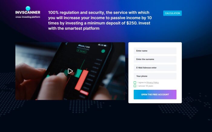 INVSCANNER | Template For Investment | Cryptocurrency Landing Page Template