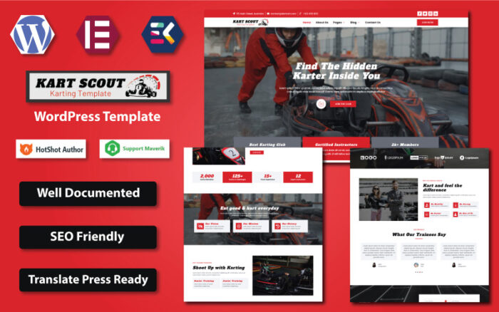 Kart Scout - Karting Club WordPress Elementor Template WordPress Theme