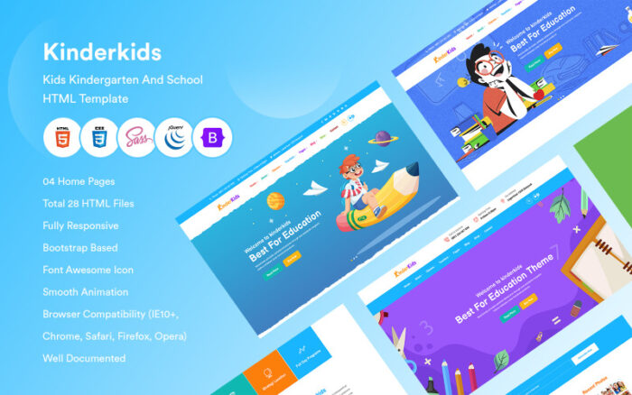 Kinderkids - Kids Kindergarten And School HTML Template Website Template