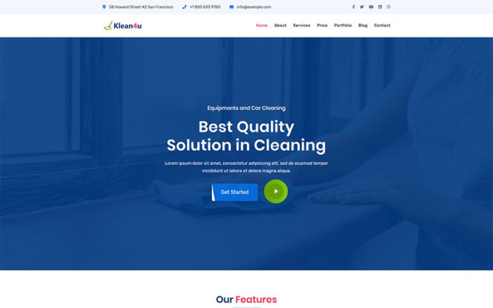 Klean4u Landing Page Template