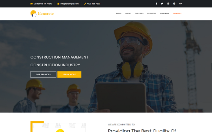 Koncrete - Construction Landing HTML Template Landing Page Template