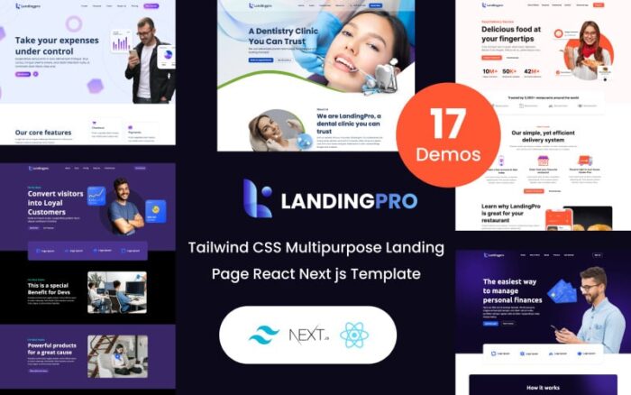 landingpro - Tailwind CSS Multipurpose Landing Page React Next JS Template Landing Page Template