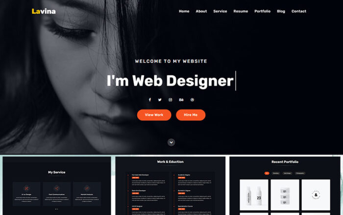 Lavina - Personal Portfolio Landing Page Template