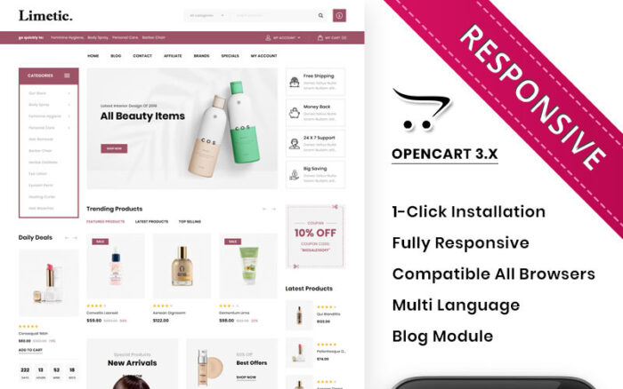 Limetic - The Cosmetic Store OpenCart Template