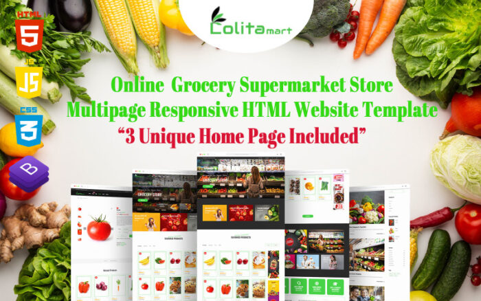 Lolitamart - Online Grocery Supermarket Store Multipage Responsive HTML Website Template