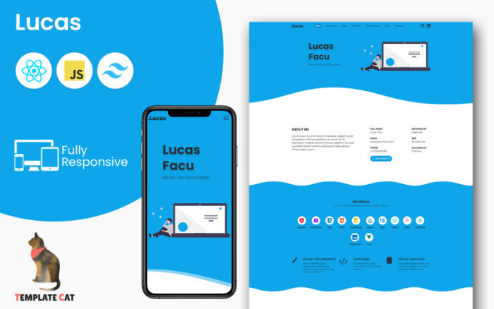 Lucas - Personal Portfolio | Landing Page Template | React - Tailwind CSS