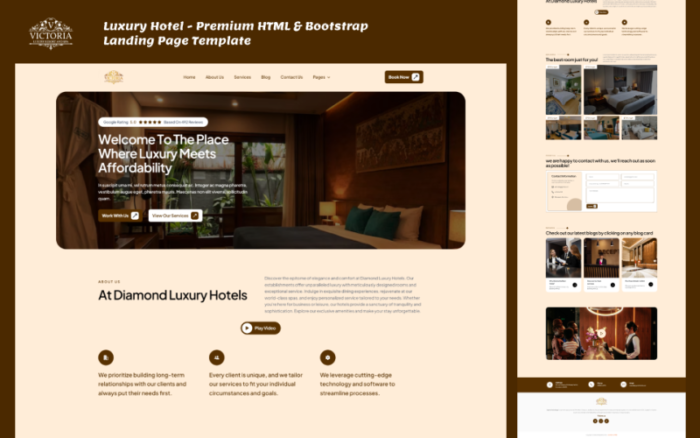 Luxury Hotel - Premium HTML & Bootstrap Landing Page Template