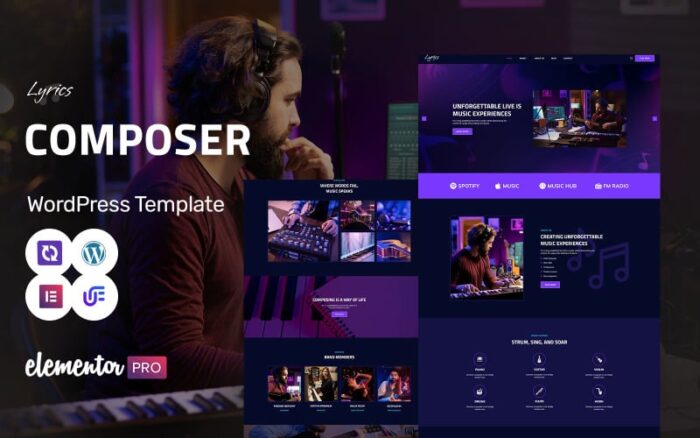 Lyrics - Composer And Music School WordPress Elementor Theme WordPress Theme