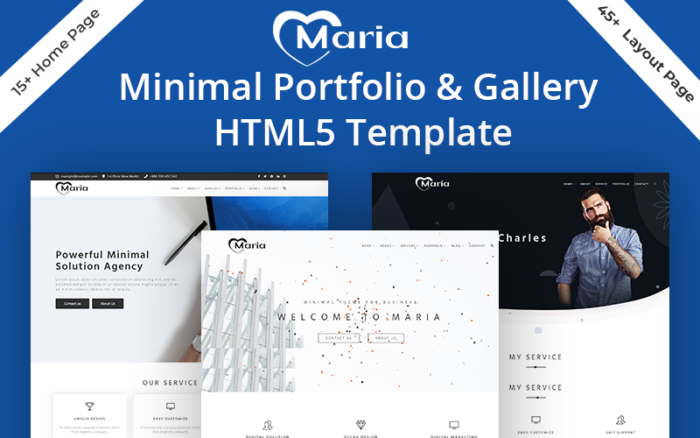 Maria Minimal Portfolio and Multipurpose HTML5 Template Website Template