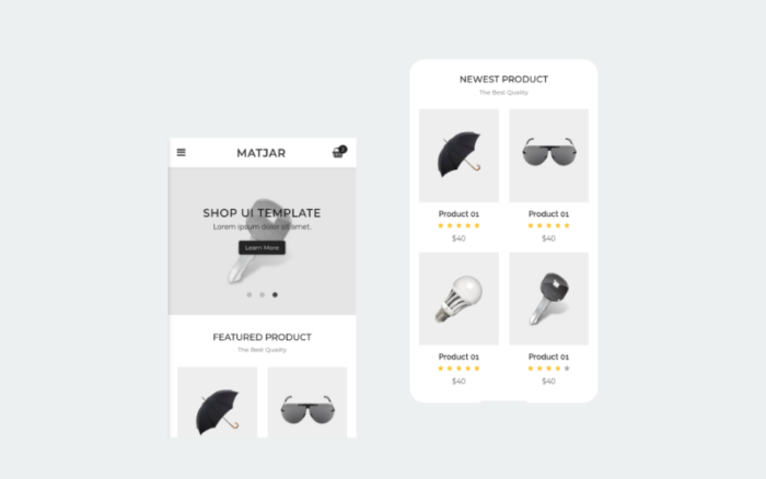 Matjar - Minimalist UI eCommerce Mobile Template Website Template