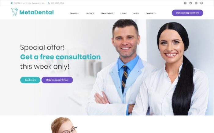 MetaDental - Private Dental Clinic Responsive WordPress Theme