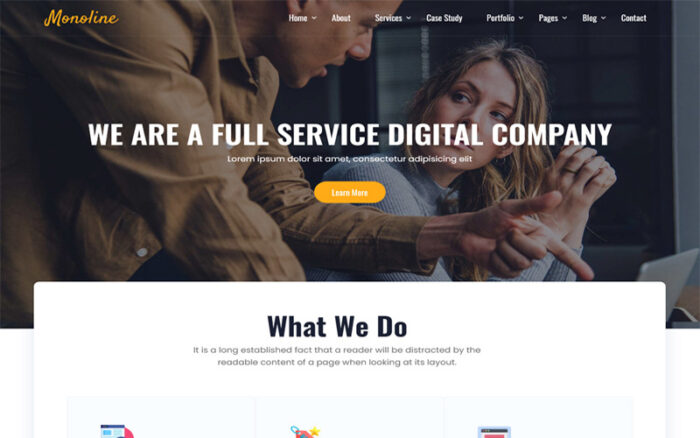 Monoline - Design Agency/Startup HTML Template Website Template