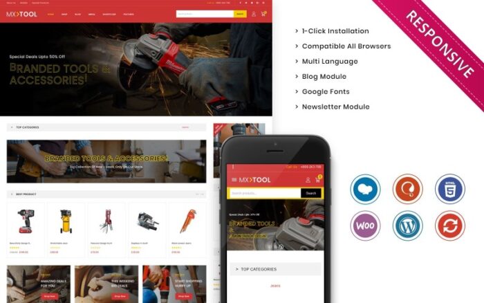 Mxtool - Tools, Equipment and Accessories Store Woocommerce WooCommerce Theme