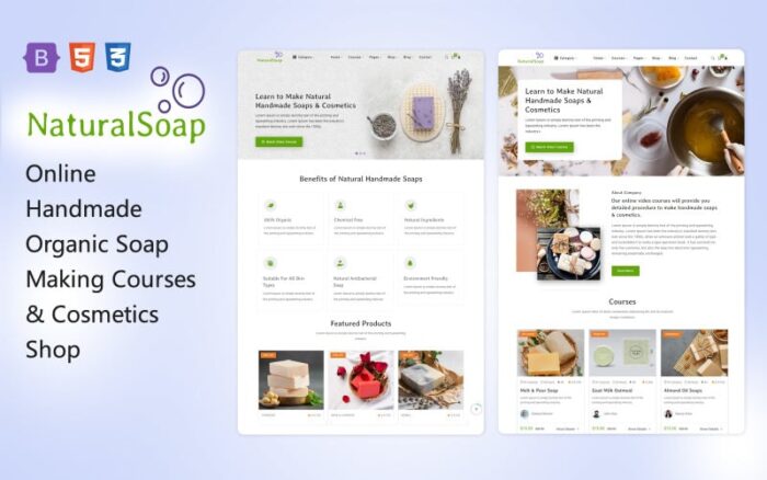 NaturalSoap – Online Handmade Organic Soap Making Courses & Cosmetics Shop Website Template