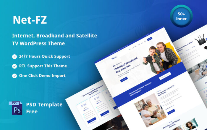 Netfz - internet provider, broadband, and satellite TV responsive WordPress Theme