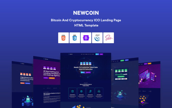 Newcoin - Bitcoin And Cryptocurrency ICO HTML Template Website Template