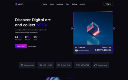 Nifto - NFT Creator Landing Page Template