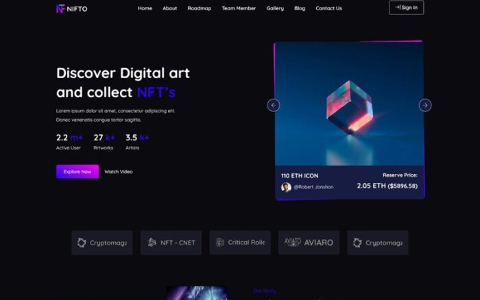 Nifto - NFT Creator WordPress Theme