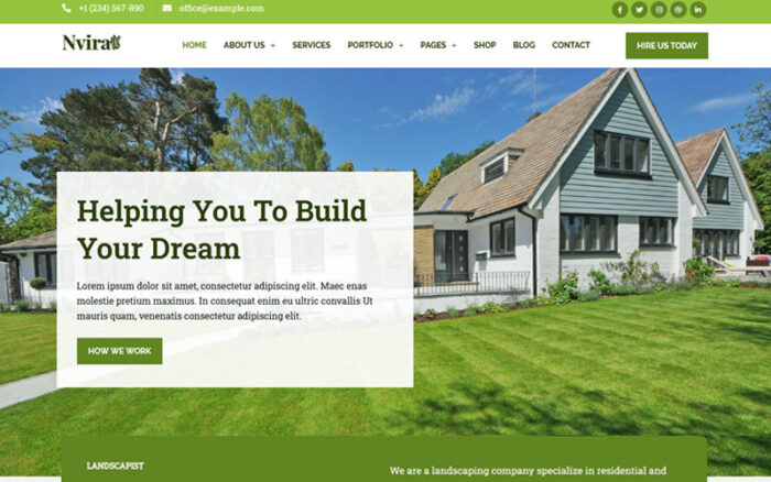 Nvira - Gardening and Landscaping Services with WordPress Elementor Theme WordPress Theme