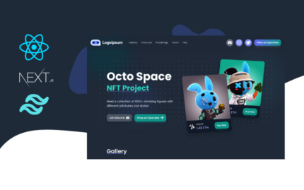 Octo Space - React NFT Project Landing Page + NextJS + TailwindCSS Landing Page Template