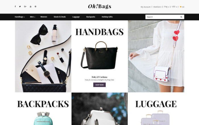 Oh! Bags - Fancy Bags Online Shop OpenCart Template