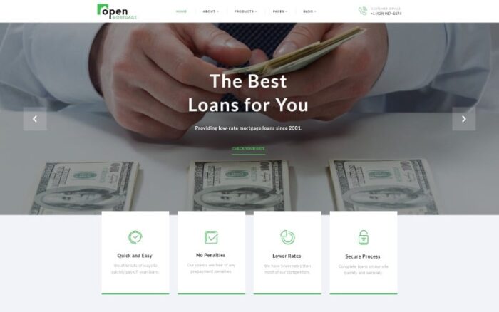 OpenMortgage - Classy Loan Consulting Company Multipage HTML Website Template