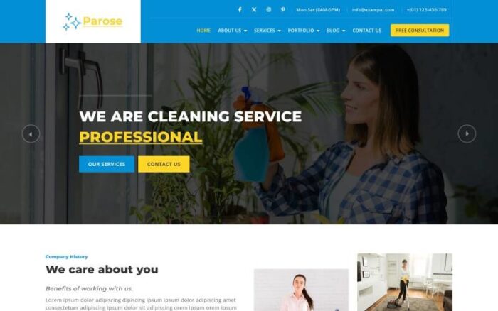 Parose - Multipurpose Cleaning Services HTML5 Website Template