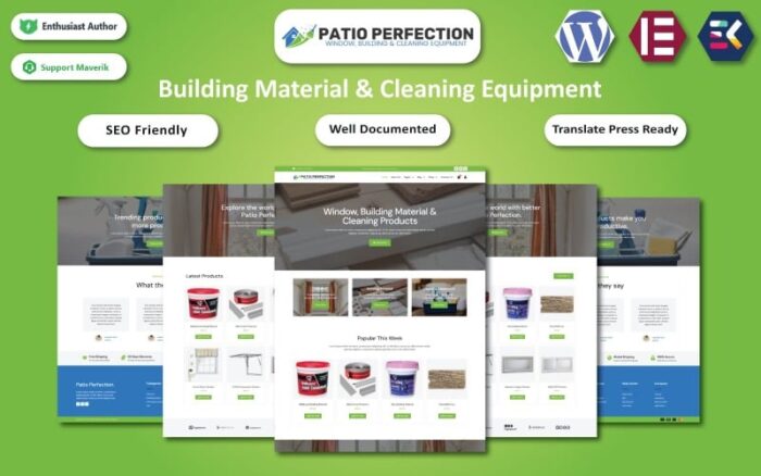 Patio Perfection - Window, Building Material & Cleaning Equipment Elementor WooCommerce Template WooCommerce Theme