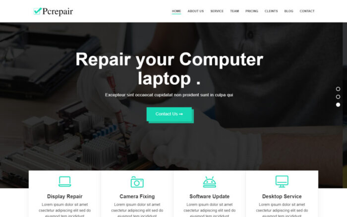 Pcrepair - computer repair bootstrap Landing Page Template