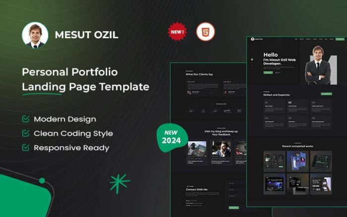 Personal Portfolio Landing Page HTML Template Landing Page Template