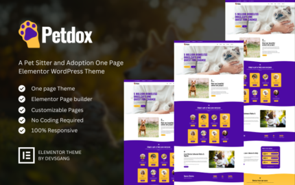 Petdox - Pet Sitter and Adoption Elementor WordPress Theme