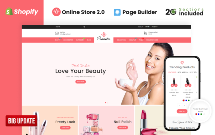 Pionita Cosmetics Store Shopify Theme