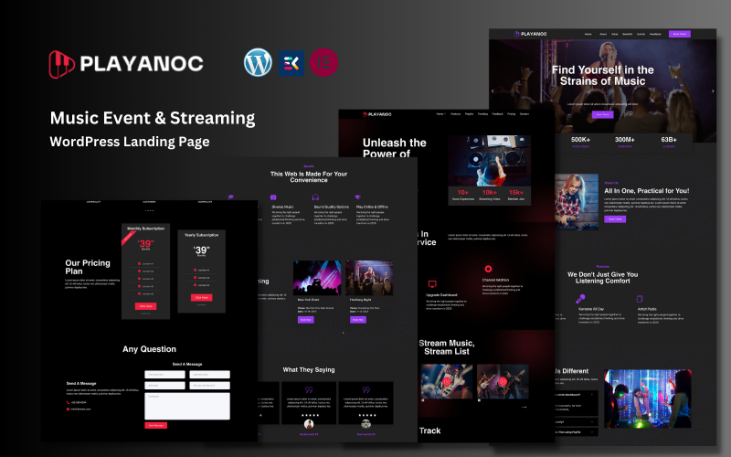 Playanoc - Music Event and Streaming WordPress Landing Page WordPress Theme