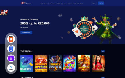 Playcasino - Casino & Gambling HTML Landing Template Landing Page Template