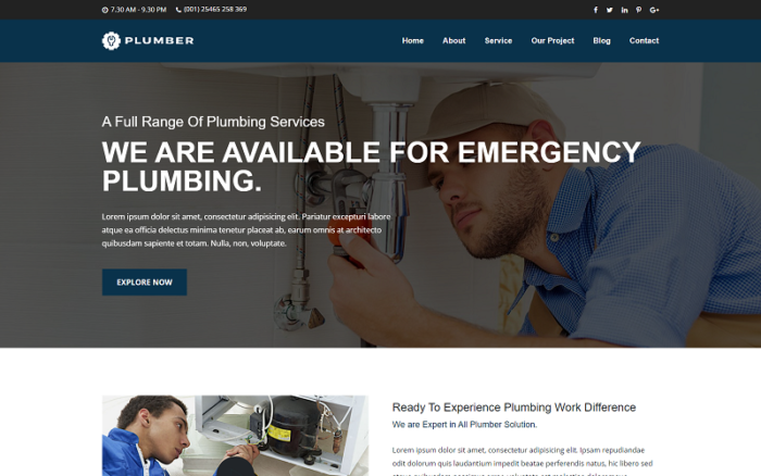 Plumber and Repair Maintenance HTML Template Website Template