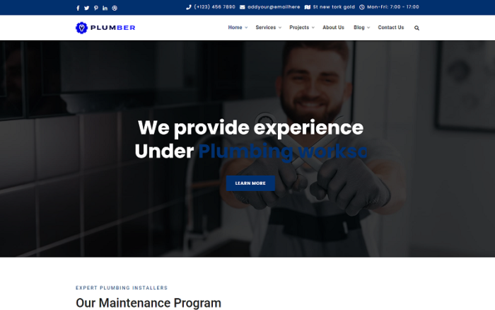 Plumber and Repair Services Maintenance HTML Template Website Template