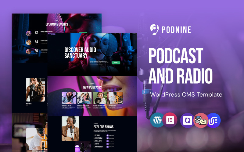 Podnine - Podcast And Radio WordPress Elementor Theme WordPress Theme