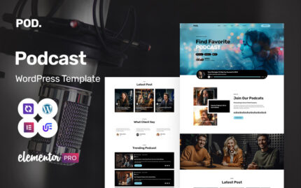 Podwave - Podcast And FM Radio Multipurpose WordPress Elementor Theme WordPress Theme