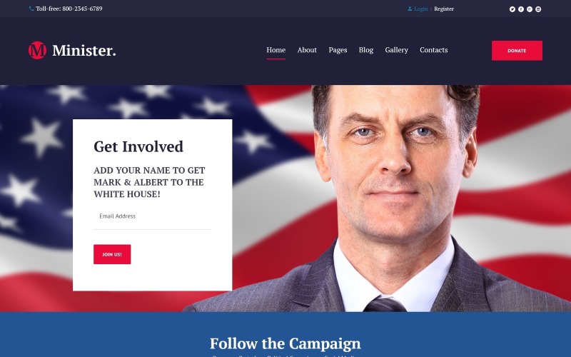 Political Candidate Responsive Joomla Template