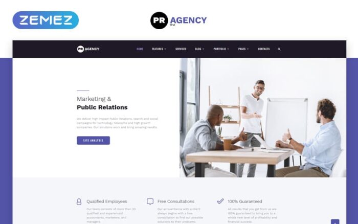 PR Agency - Public Relations Agency Multipage Website Template