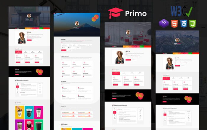 Primo | Personal Portfolio & Resume HTML5 Template. Landing Page Template