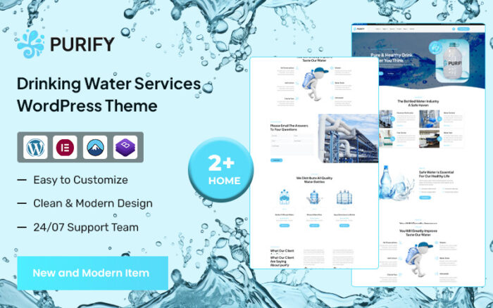 Purify - Drinking Water and Delivery Services WordPress Theme