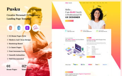 Pusku - Creative Personal CV Resume Landing Page Template